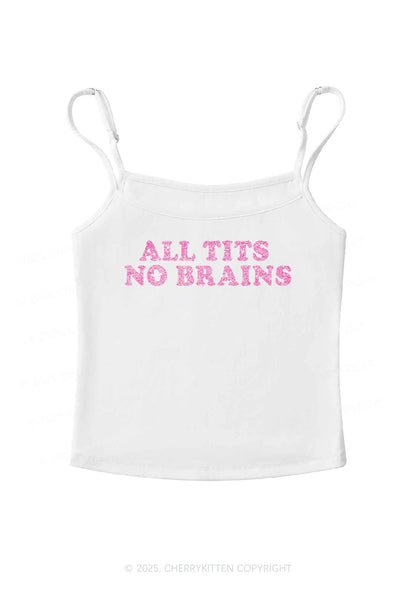 Glitter All Txts No Brains Y2K Spaghetti Strap Cami Cherrykitten