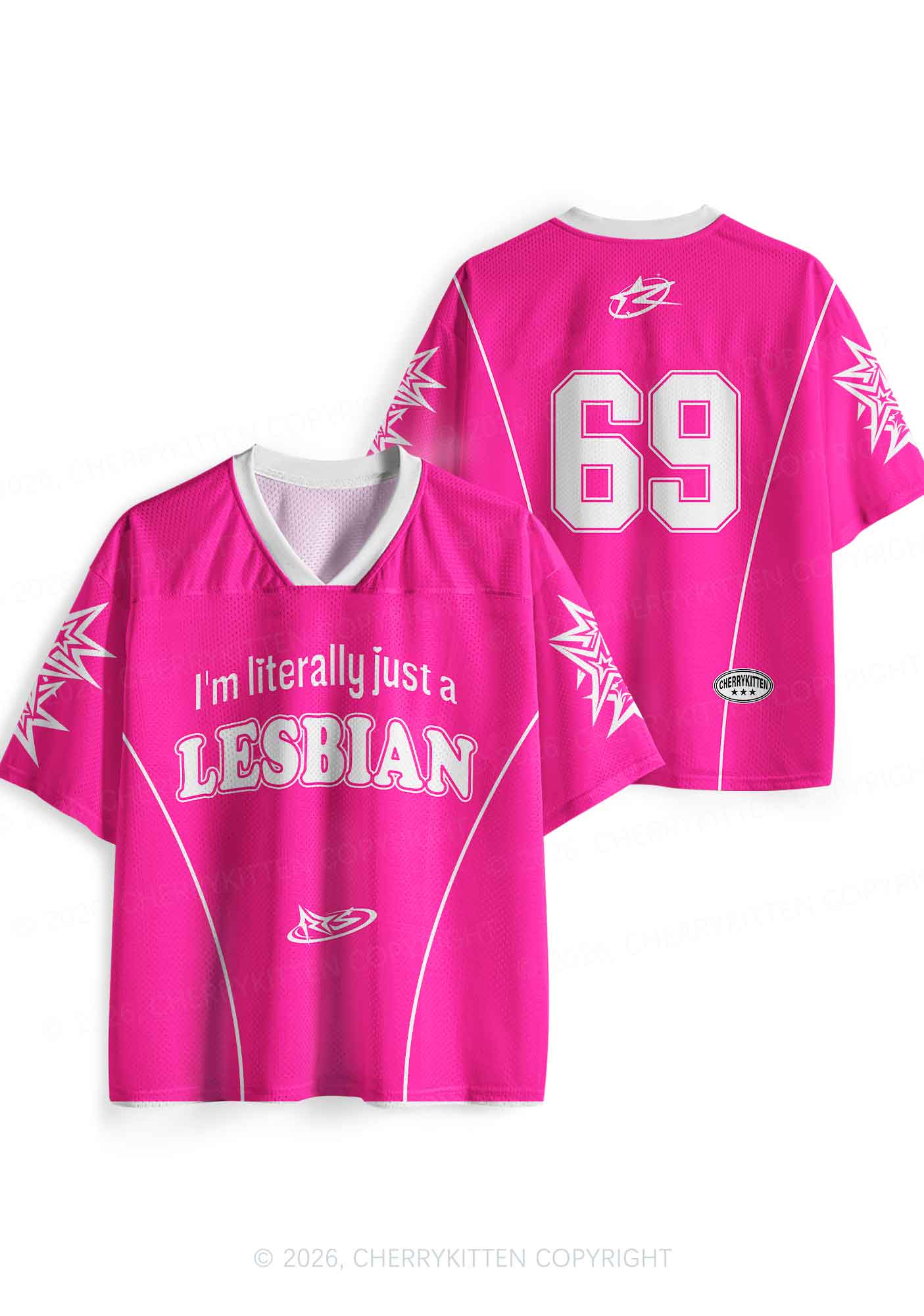 Literally Just A Lesbian Pride Y2K Sport Jersey Shirts Cherrykitten