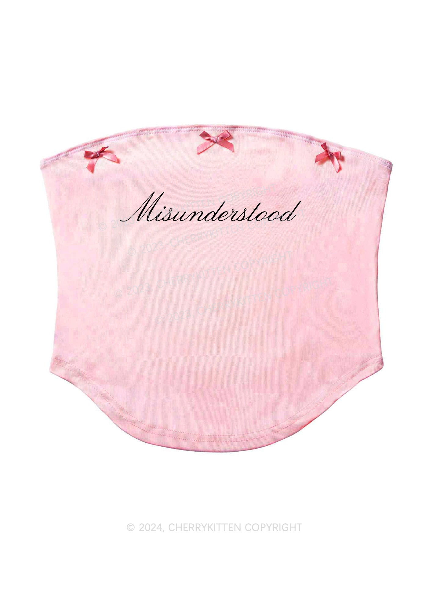 Misunderstood Y2K Pink Bow Tie Tube Top Cherrykitten