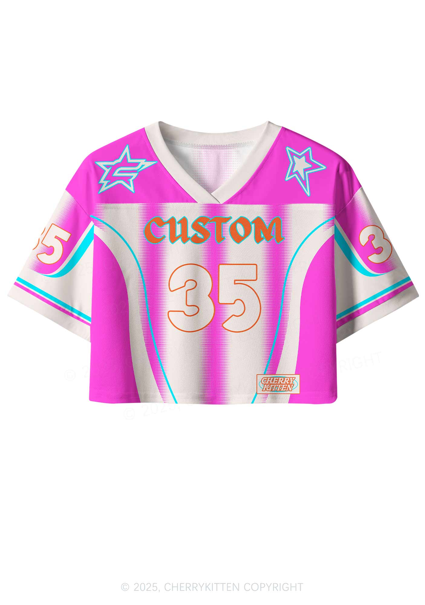 Custom Name Retro Pink Y2K Crop Sport Jersey Shirts Cherrykitten