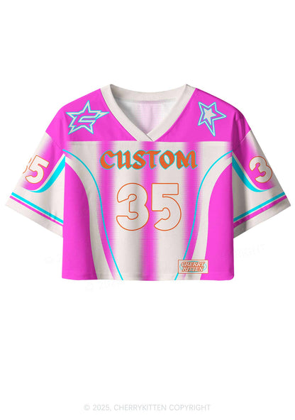 Custom Name Retro Pink Y2K Crop Sport Jersey Shirts Cherrykitten