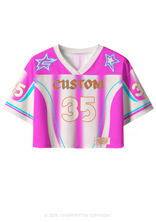 Custom Name Retro Pink Y2K Crop Sport Jersey Shirts Cherrykitten