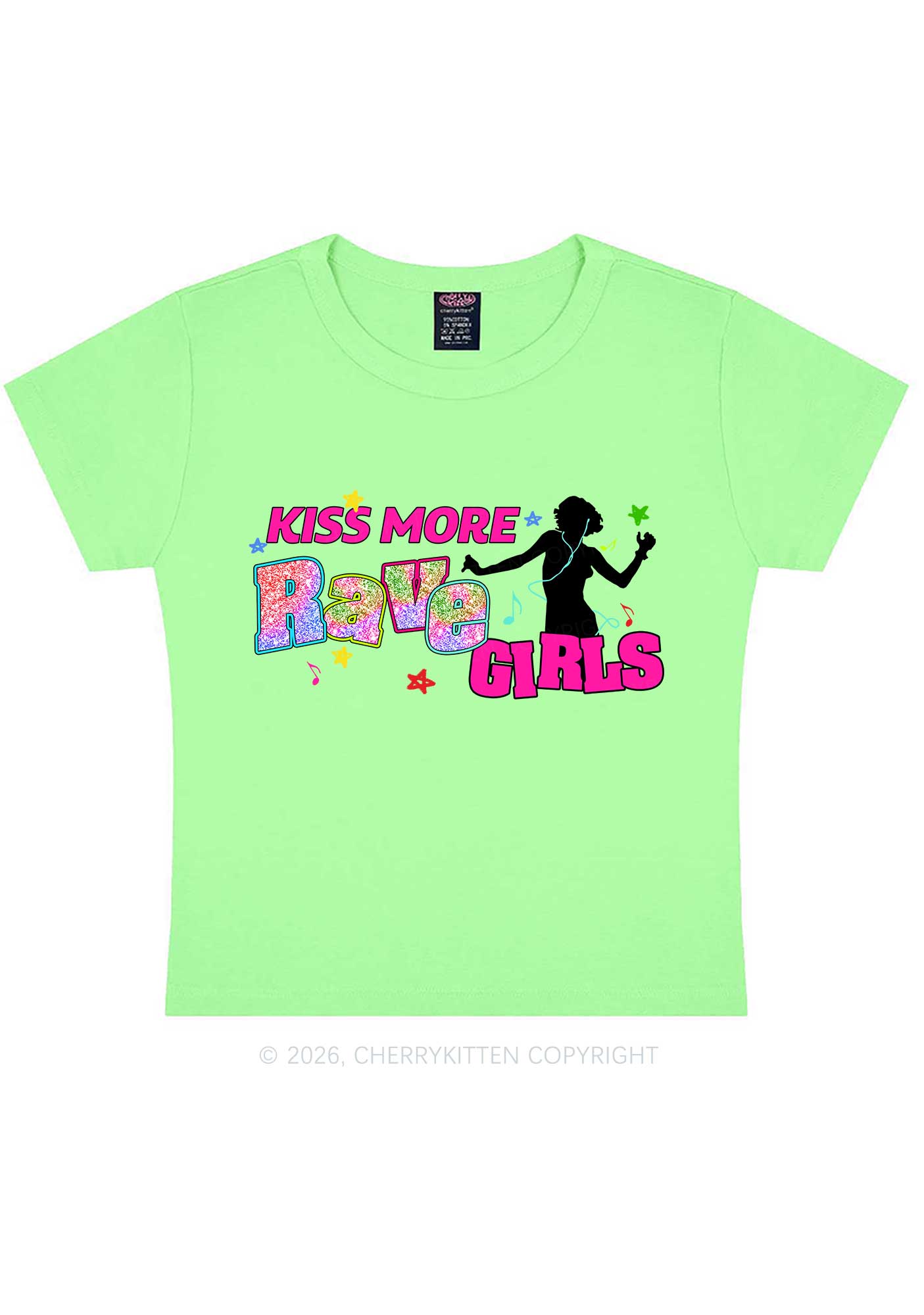 Kiss More Rave Girls Y2K Baby Tee Cherrykitten