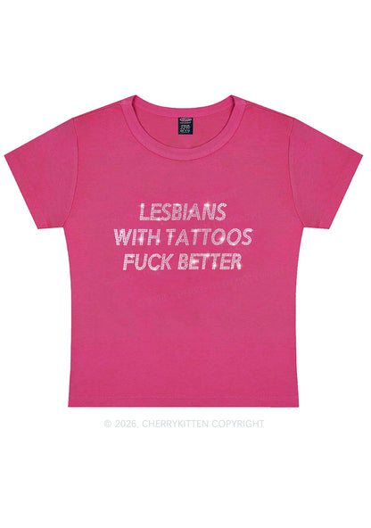 Rhinestone Lesbians With Tattoos Fxxk Better Pride Y2K Baby Tee Cherrykitten