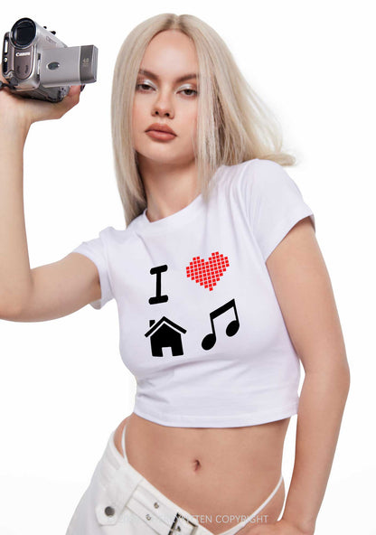 I Love House Music Y2K Baby Tee Cherrykitten