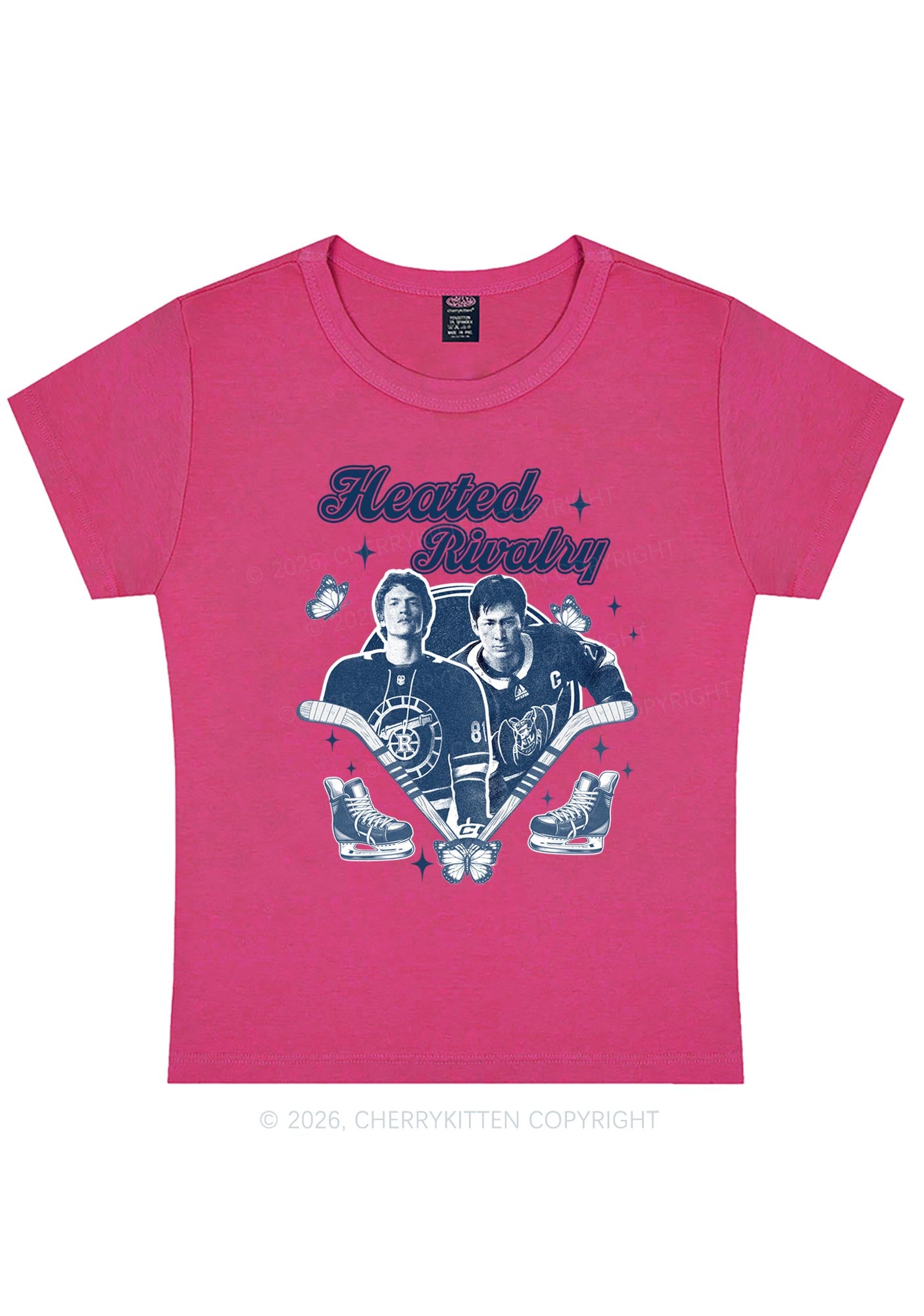 Retro Hockey Elements Y2K Baby Tee Cherrykitten