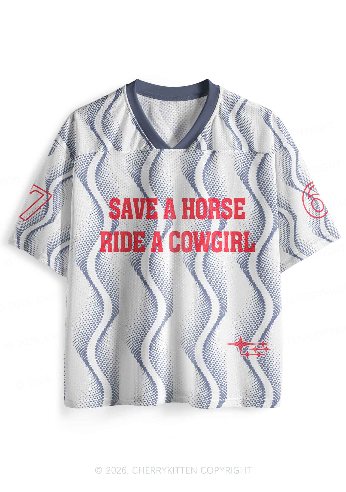 Ride A Cowgirl Blue Wave Pride Y2K Sport Jersey Shirts Cherrykitten