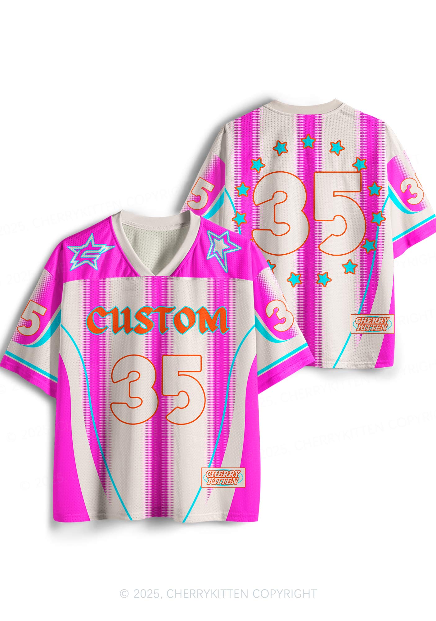 Custom Name Retro Pink Y2K Sport Jersey Shirts Cherrykitten