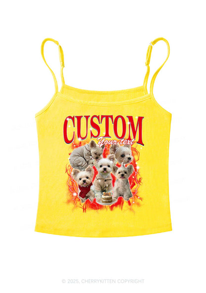 Custom Sparkle Dog Photo Y2K Spaghetti Strap Cami Cherrykitten