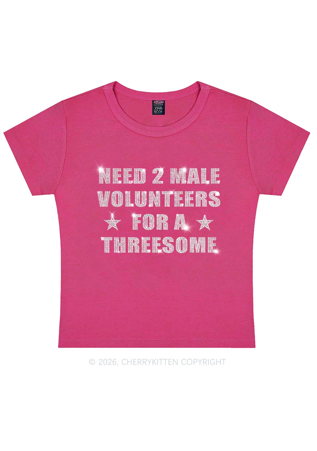 Rhinestone Need Two Male Volunteers Y2K Baby Tee Cherrykitten