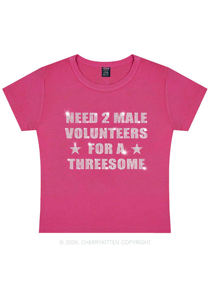 Rhinestone Need Two Male Volunteers Y2K Baby Tee Cherrykitten
