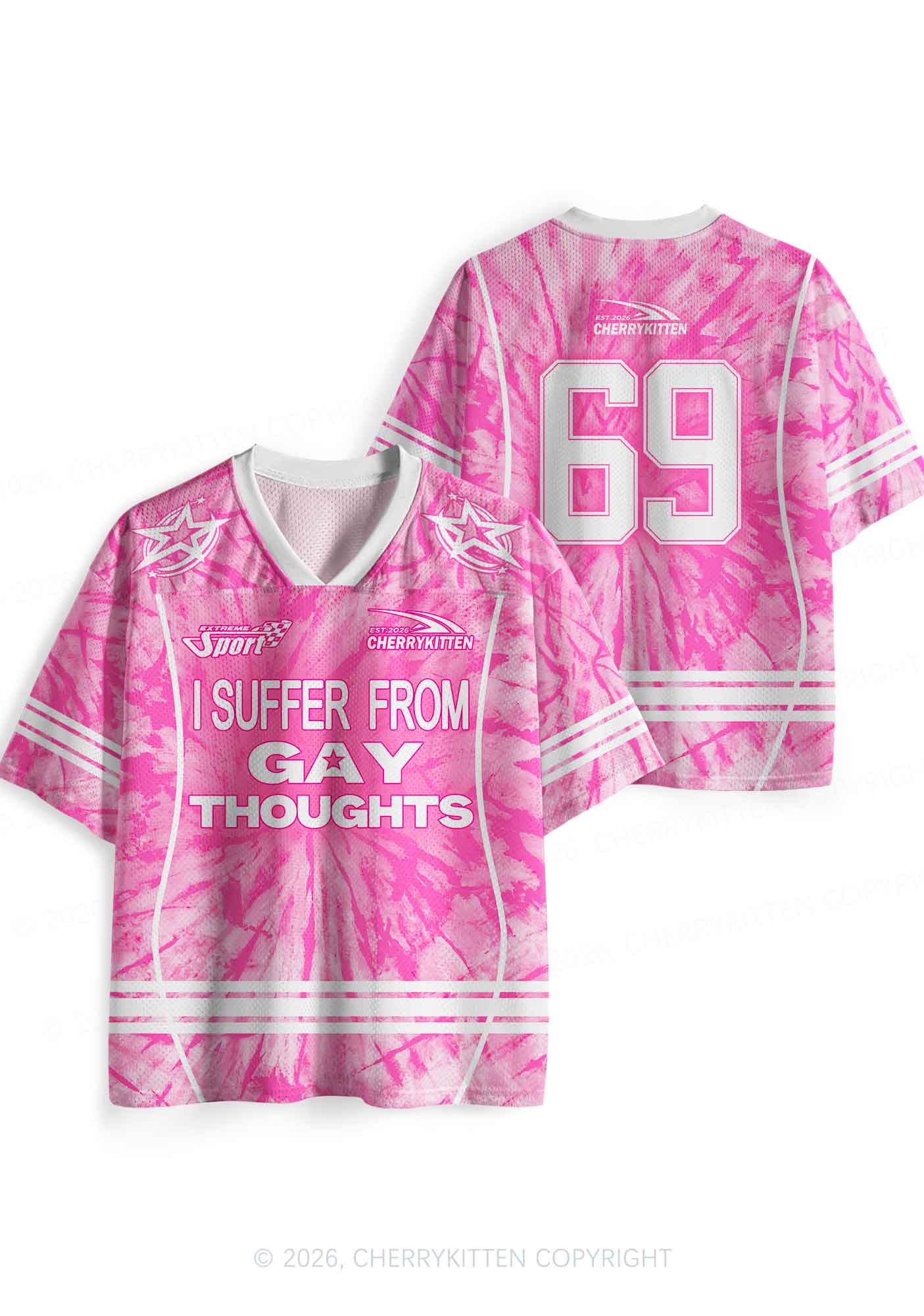 Pink Tie Dye Gay Thoughts Pride Y2K Sport Jersey Shirts Cherrykitten