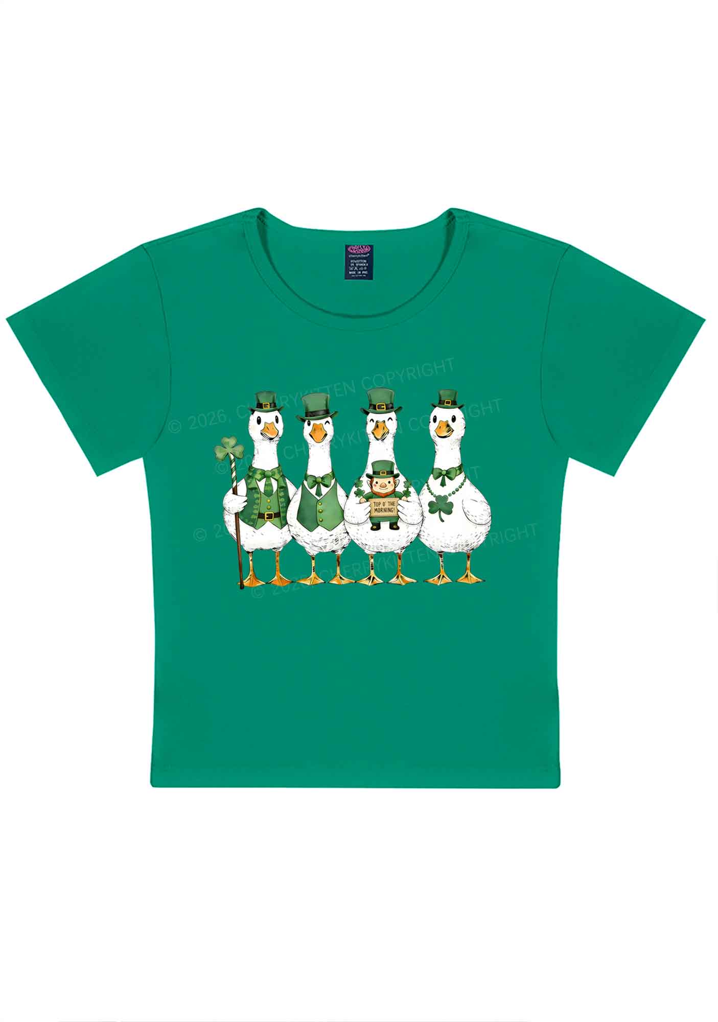 Irish Goose Gang St Patricks Y2K Baby Tee Cherrykitten