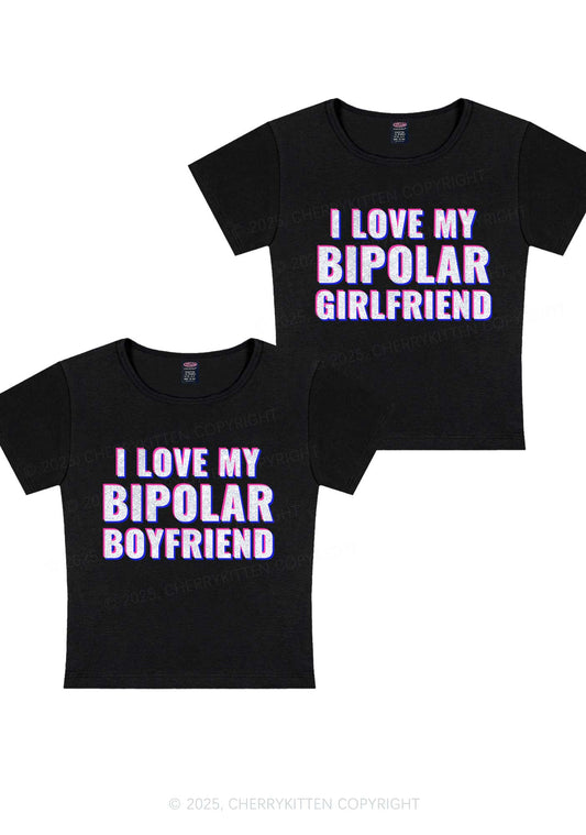 l Love My Bipolar GF BF Y2K Valentine's Day Baby Tee Cherrykitten