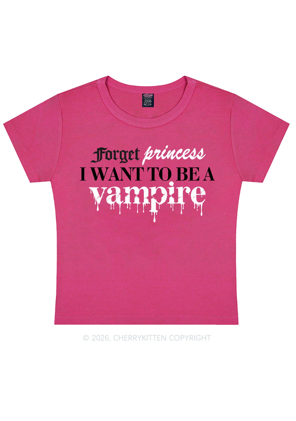 Halloween Want To Be Vampire Y2K Baby Tee Cherrykitten