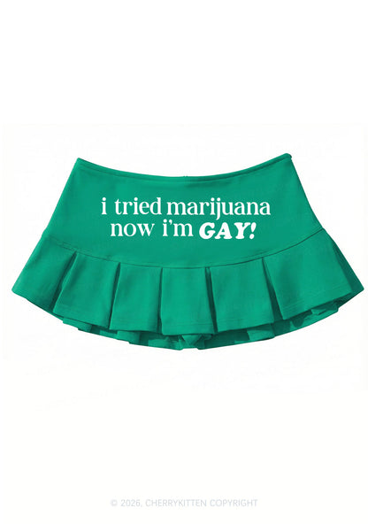Now Im Gay Pride Y2K Mini Pleated Skirts Cherrykitten