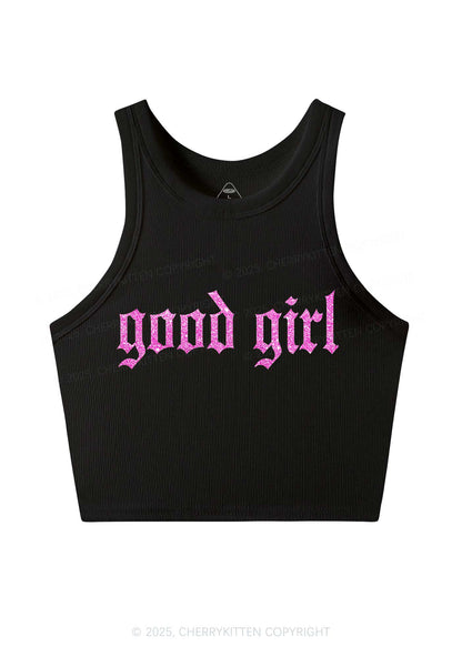 Glitter Good Girl Y2K Crop Tank Top Cherrykitten