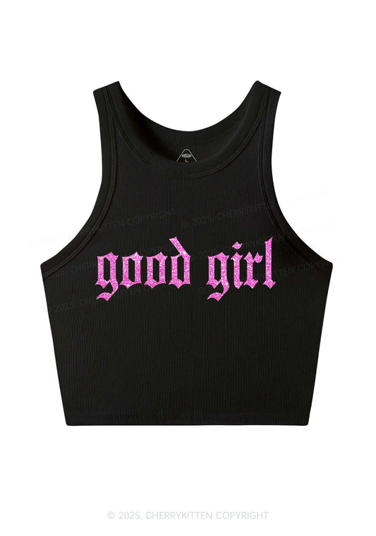Glitter Good Girl Y2K Crop Tank Top Cherrykitten