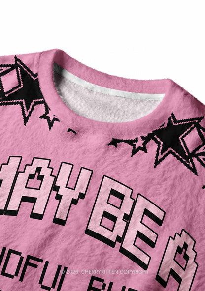 I May Be A Handful Y2K Christmas Knit Sweatshirt Cherrykitten