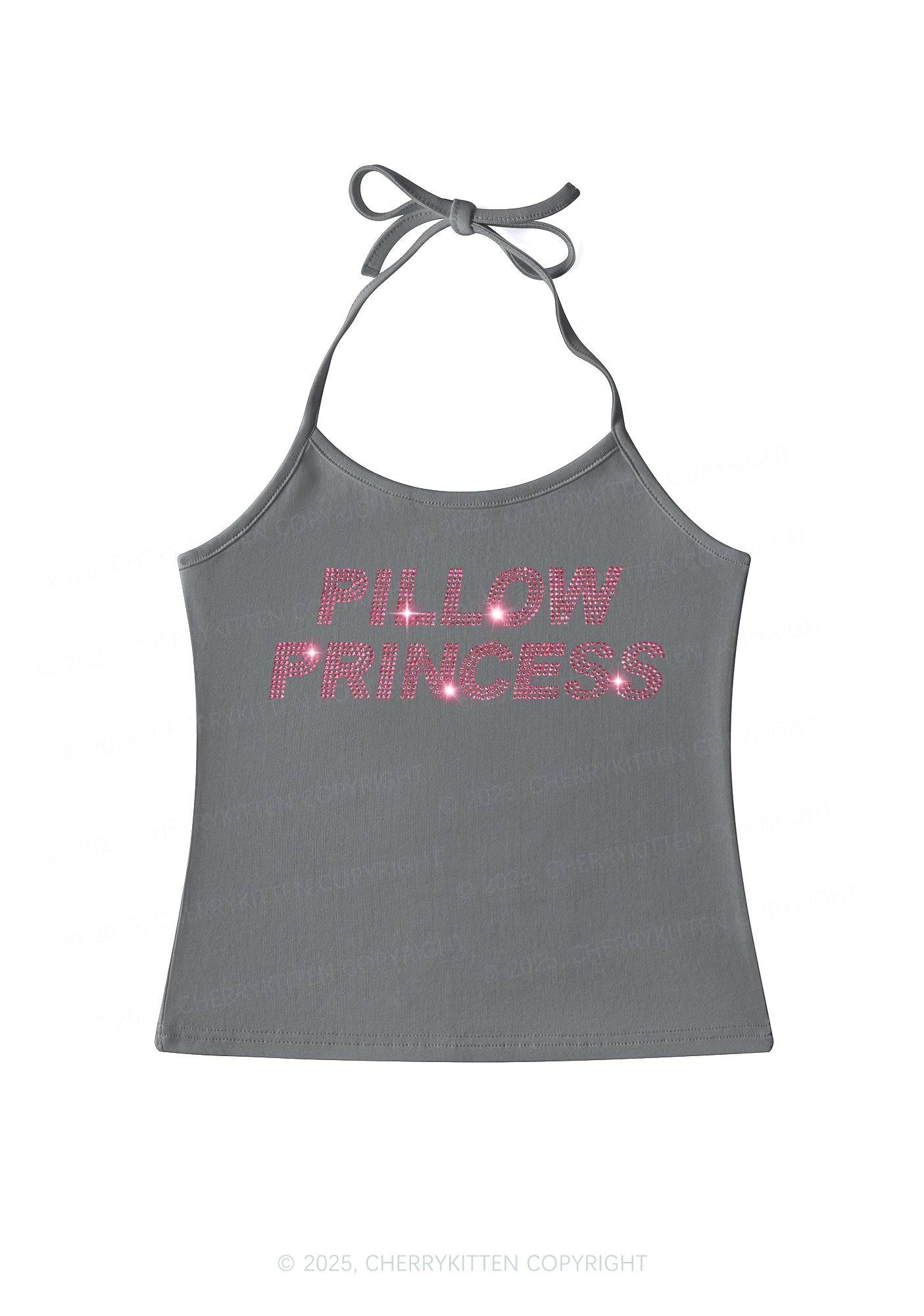 Rhinestone Pillow Princess Y2K Halter Neck Cami Cherrykitten