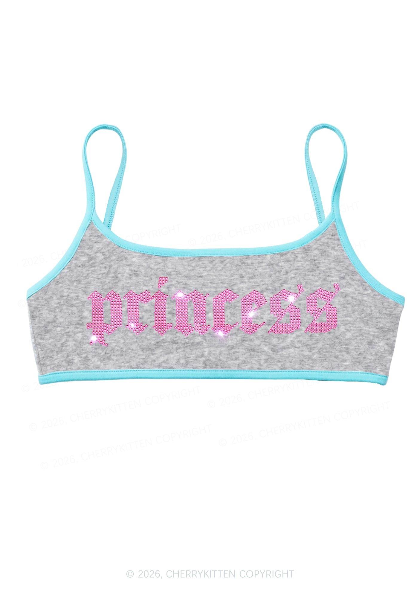 Rhinestone Princess Y2K Super Crop Cami Cherrykitten
