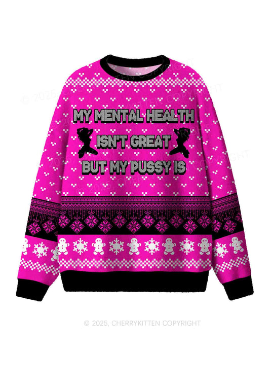 Great Mental Health Y2K Christmas Knit Sweatshirt Cherrykitten