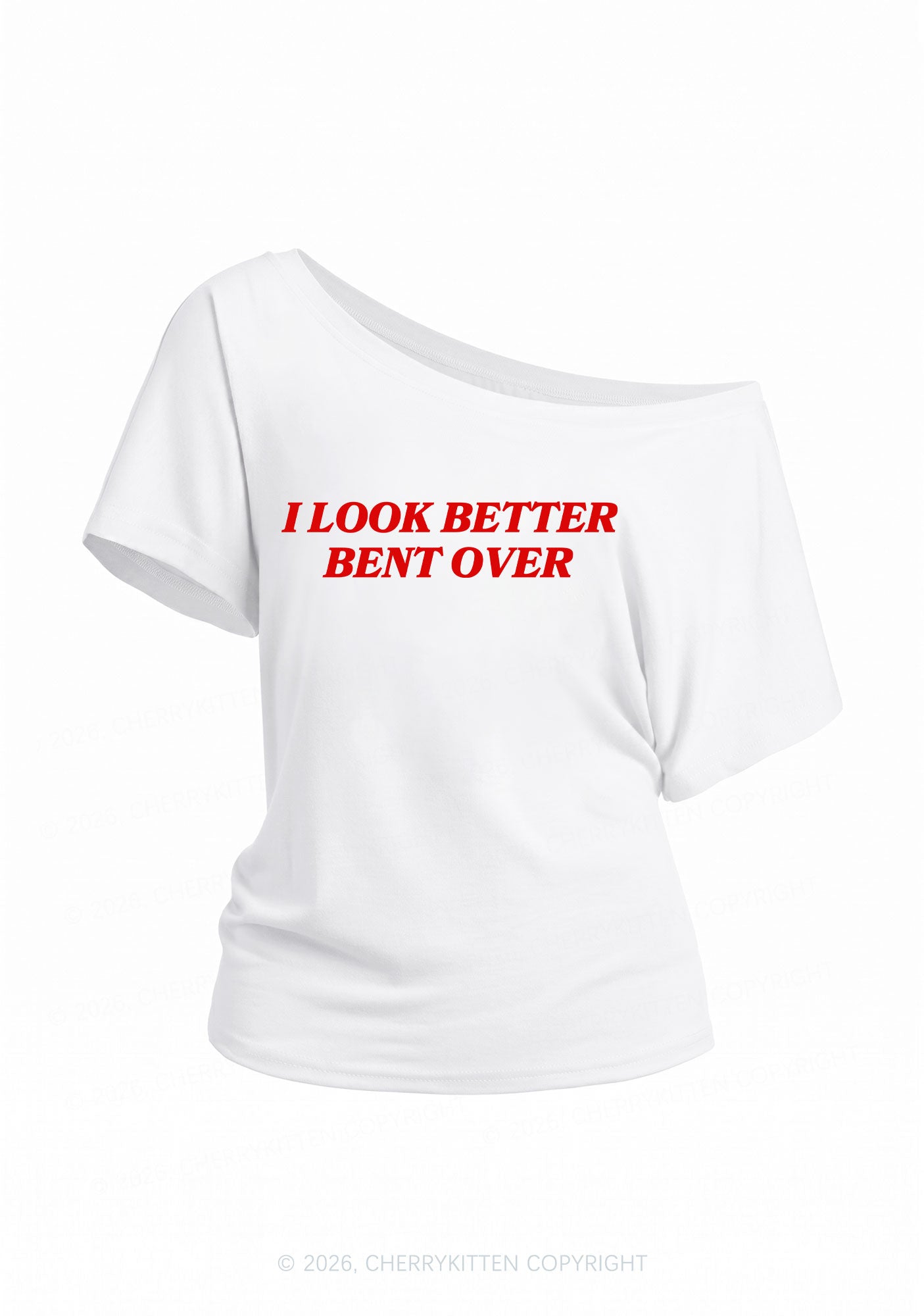 Look Better Bent Over Y2K Off Shoulder Tee Cherrykitten