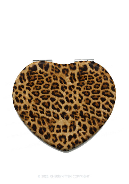 Brown Leopard Y2K Folding Makeup Mirror Cherrykitten