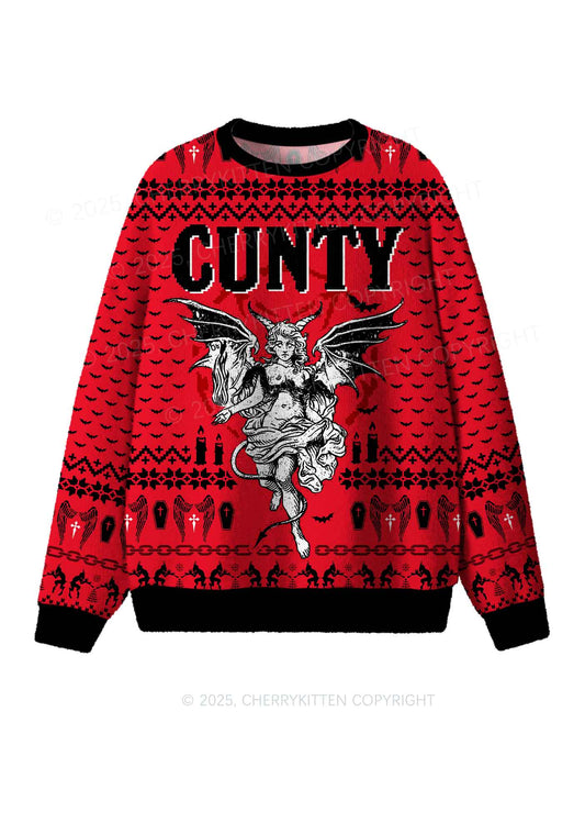 Cuntry Angle Y2K Christmas Knit Sweatshirt Cherrykitten