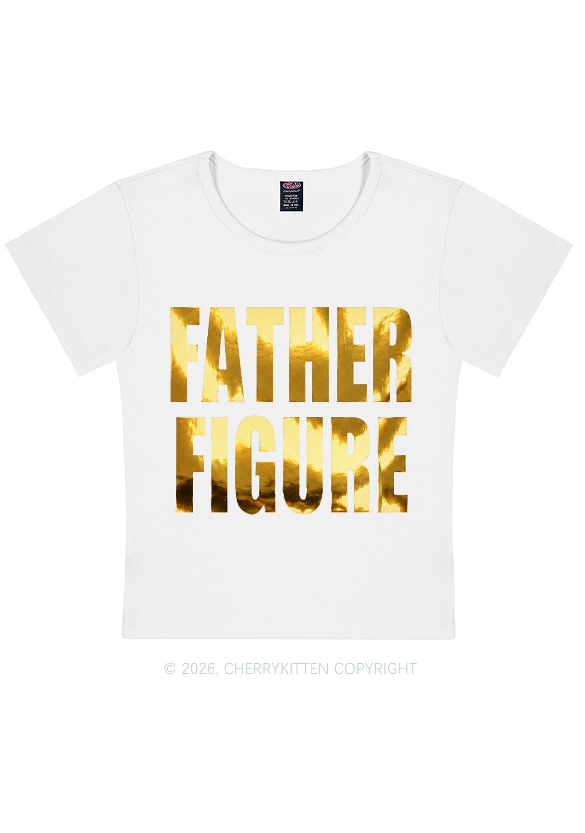 Father Figure Silver Foil Printed Y2K Baby Tee Cherrykitten