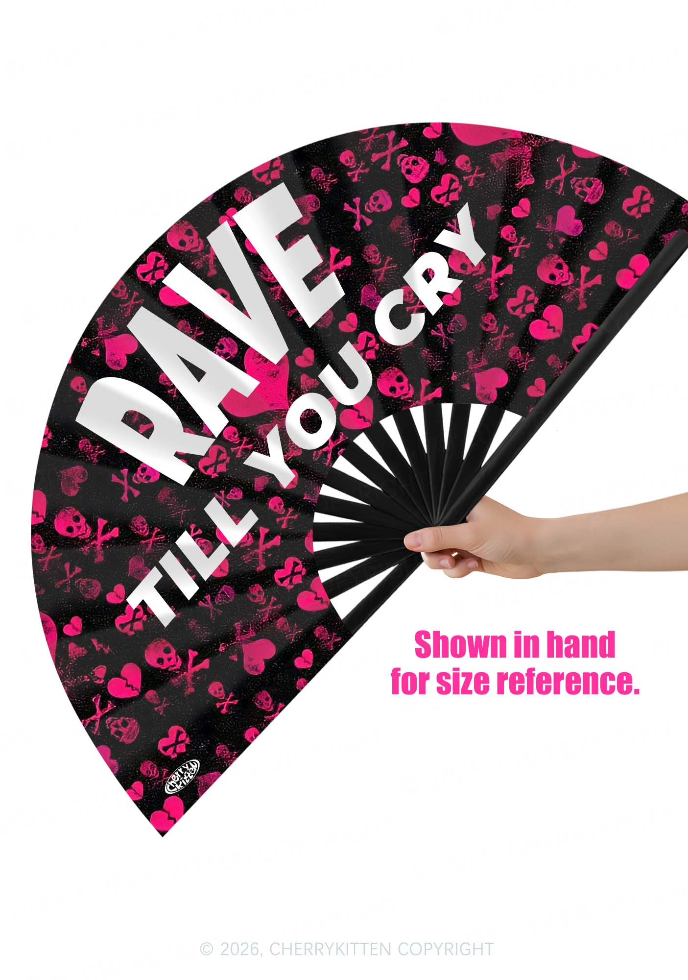 Rave Till You Cry Y2K Rave Hand Fan Cherrykitten