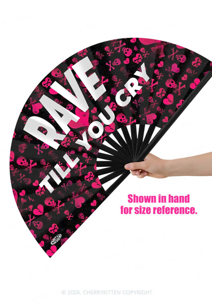 Rave Till You Cry Y2K Rave Hand Fan Cherrykitten