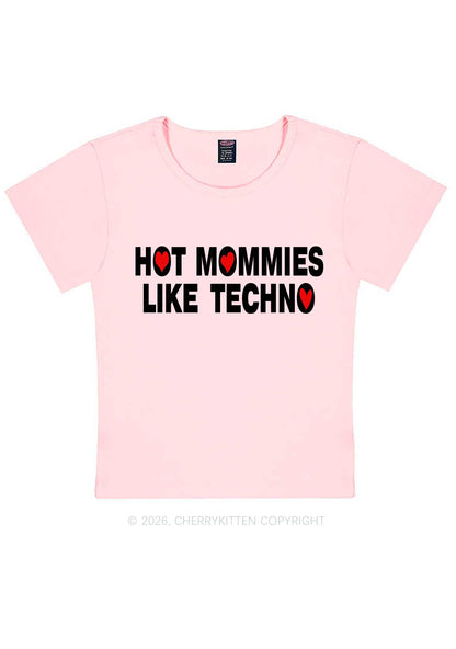 Hot Mommies Like Techno Y2K Baby Tee Cherrykitten