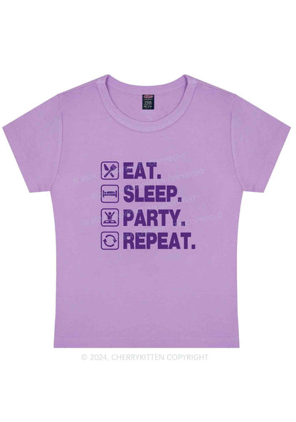 Curvy Eat Sleep Party Repeat Y2K Baby Tee Cherrykitten