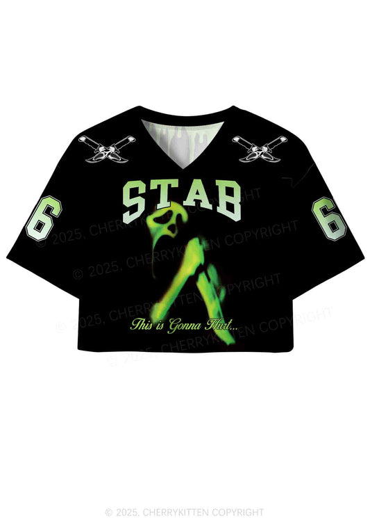Custom Halloween Black Stab Ghost Y2K Crop Sport Jersey Shirts Cherrykitten