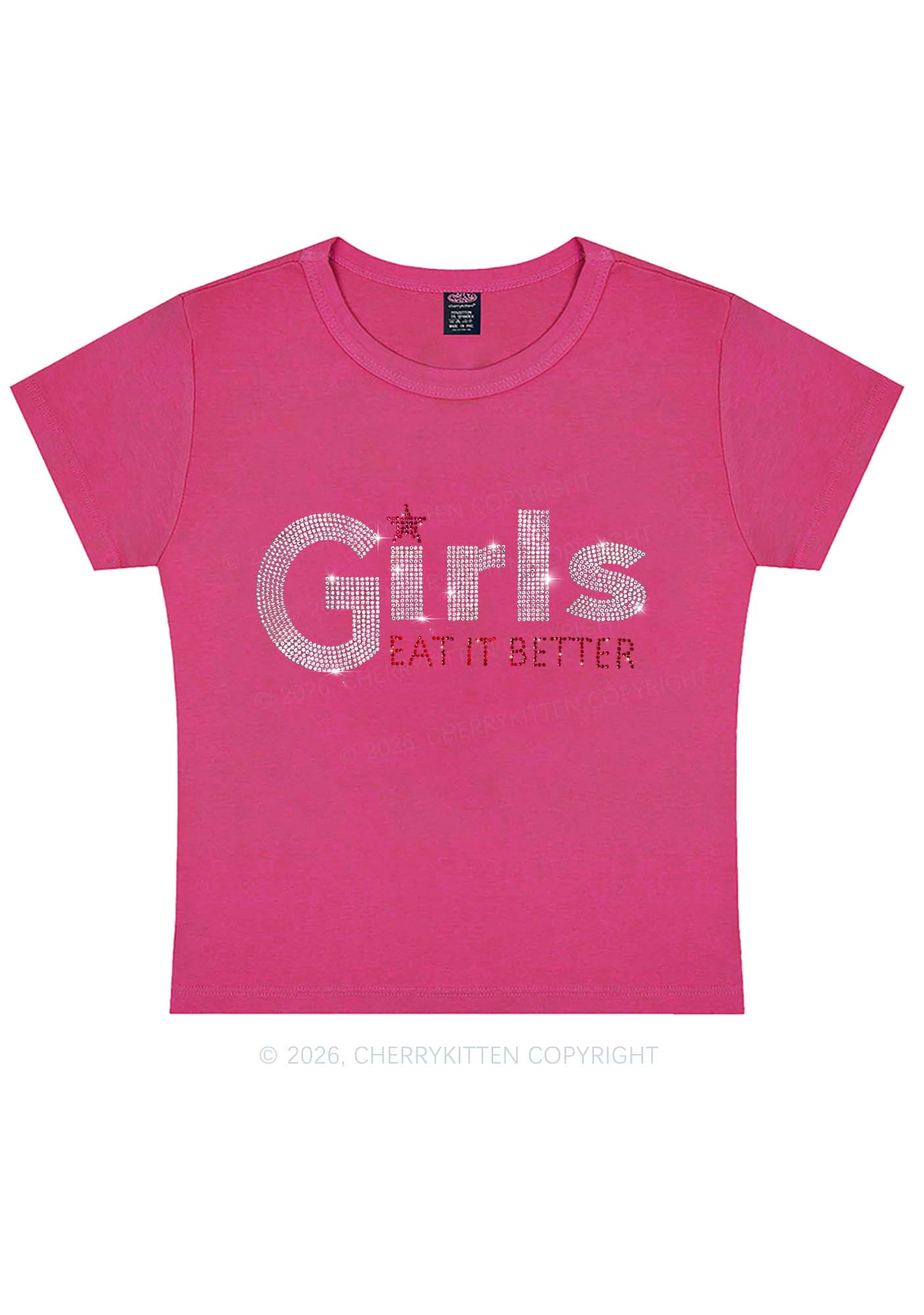 Rhinestone Girls Eat It Better Pride Y2K Baby Tee Cherrykitten