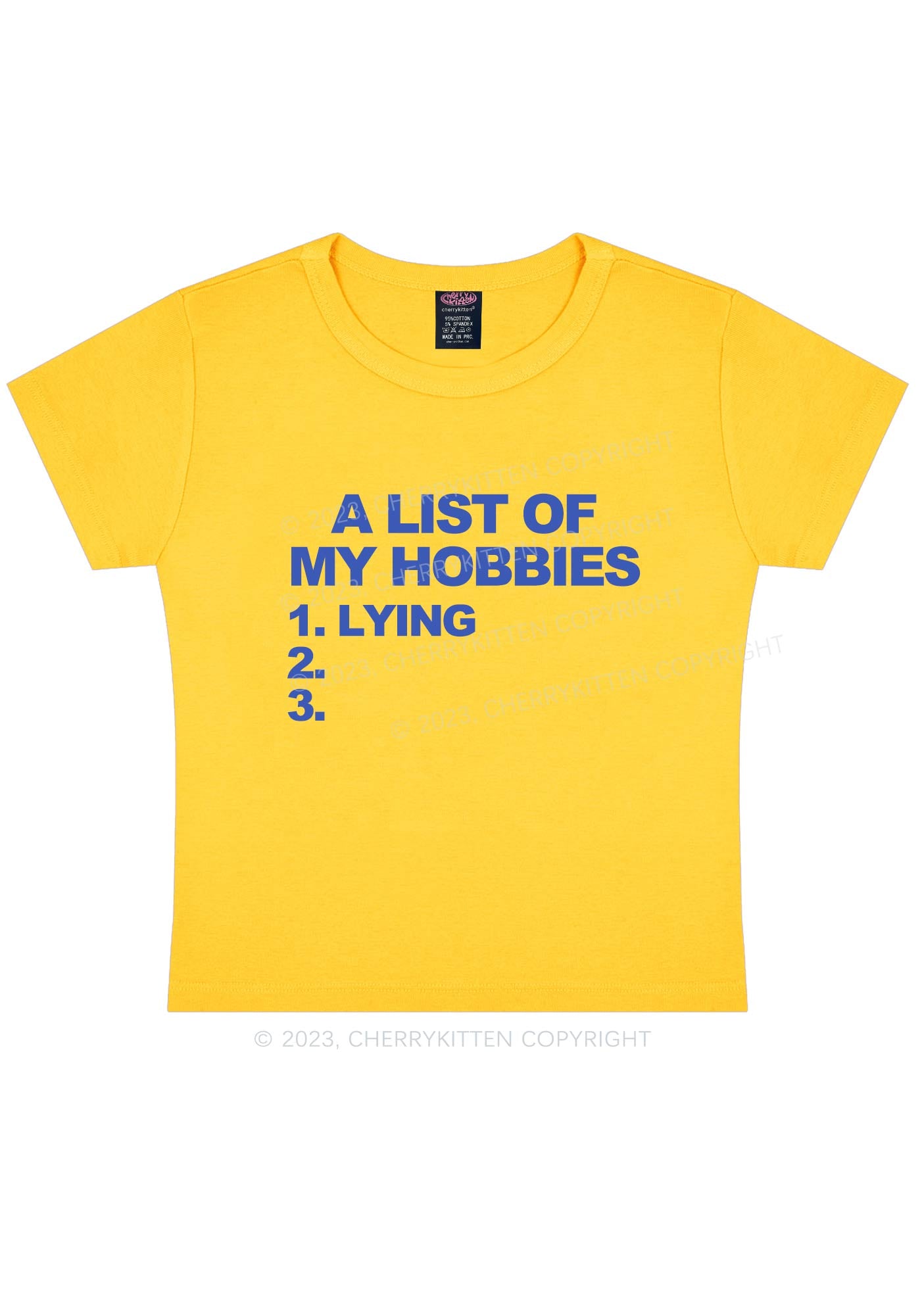 A List Of My Hobbies Lying Y2K Baby Tee Cherrykitten