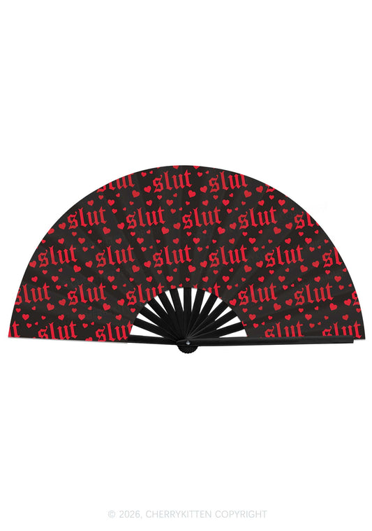 Red Slxt Hearts Y2K Rave Hand Fan Cherrykitten