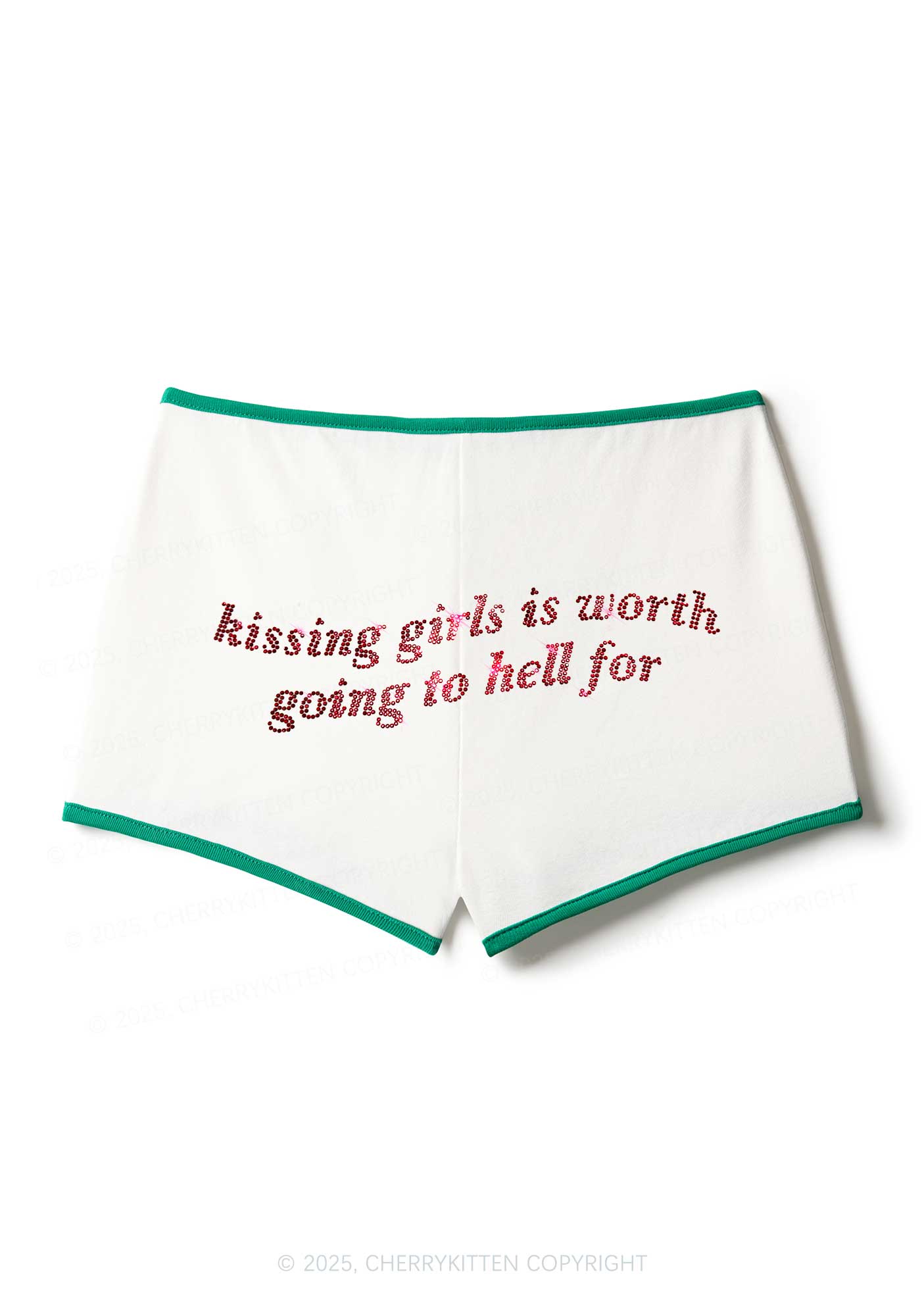 Rhinestone Kissing Girls is Worth Pride Y2K Booty Shorts Cherrykitten