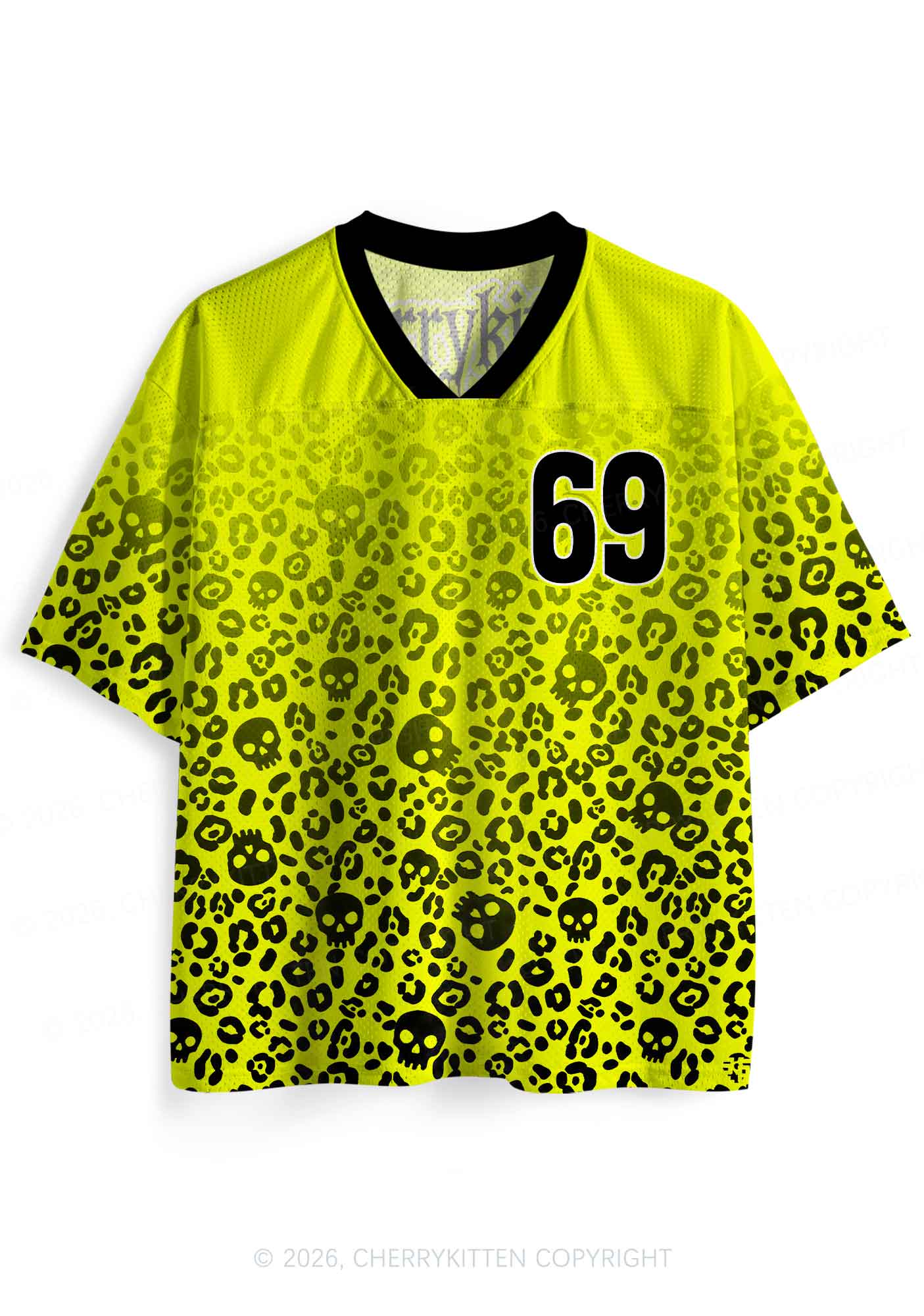 Halloween Yellow Skulls Leopard Y2K Sport Jersey Shirts Cherrykitten