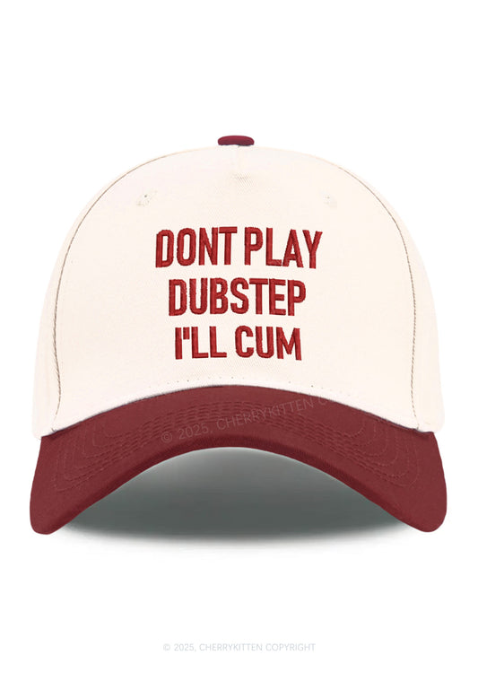Embroidered Dont Play Dubstep Y2K Color Block Baseball Cap Cherrykitten