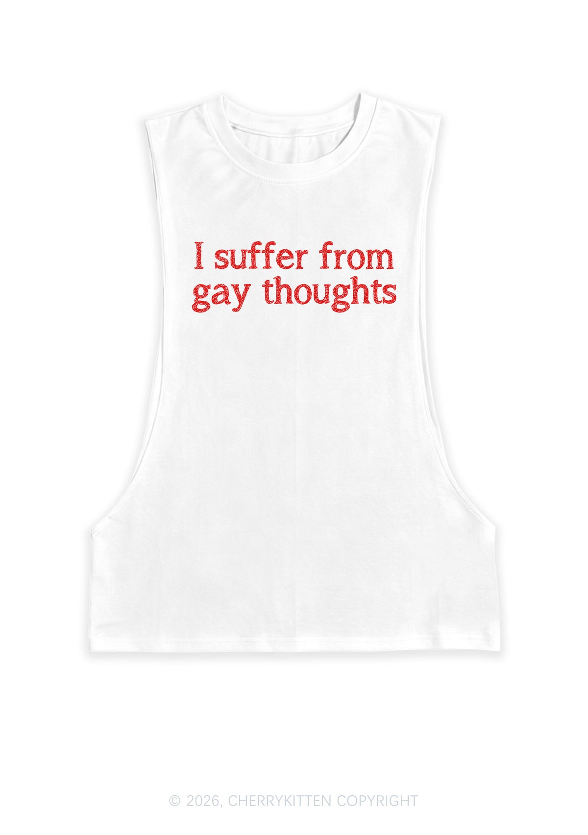 I Suffer From Gay Thoughts Pride Y2K Men Muscle Side Cutoff Tank Top Cherrykitten