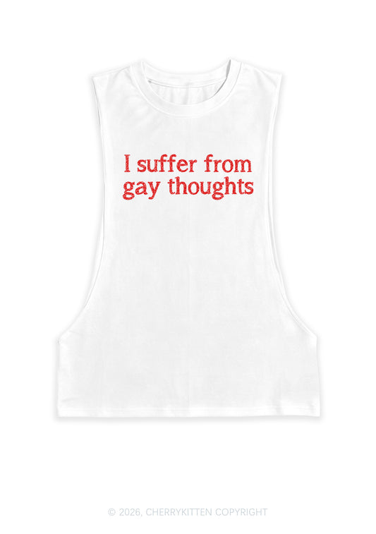 I Suffer From Gay Thoughts Pride Y2K Men Muscle Side Cutoff Tank Top Cherrykitten
