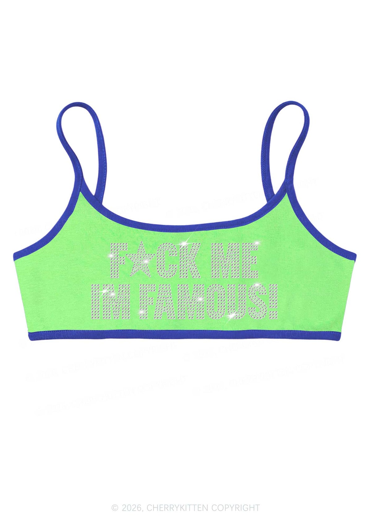 Rhinestone Fxxk Me Im Famous Y2K Super Crop Cami Cherrykitten