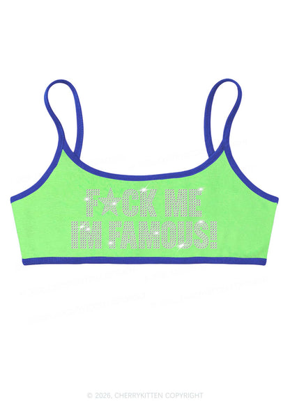 Rhinestone Fxxk Me Im Famous Y2K Super Crop Cami Cherrykitten