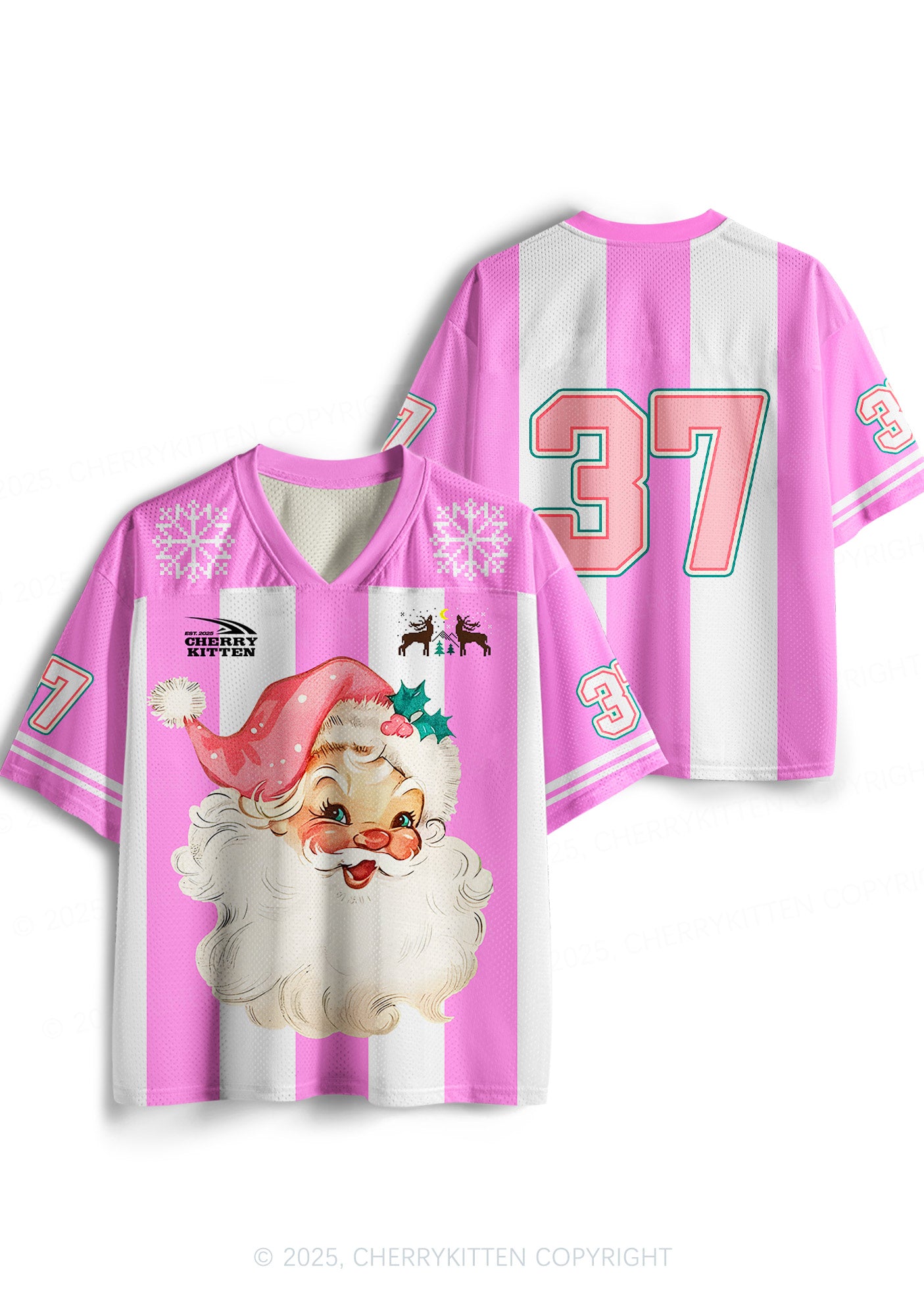 Custom Christmas Pink Santa Y2K Sport Jersey Shirts Cherrykitten