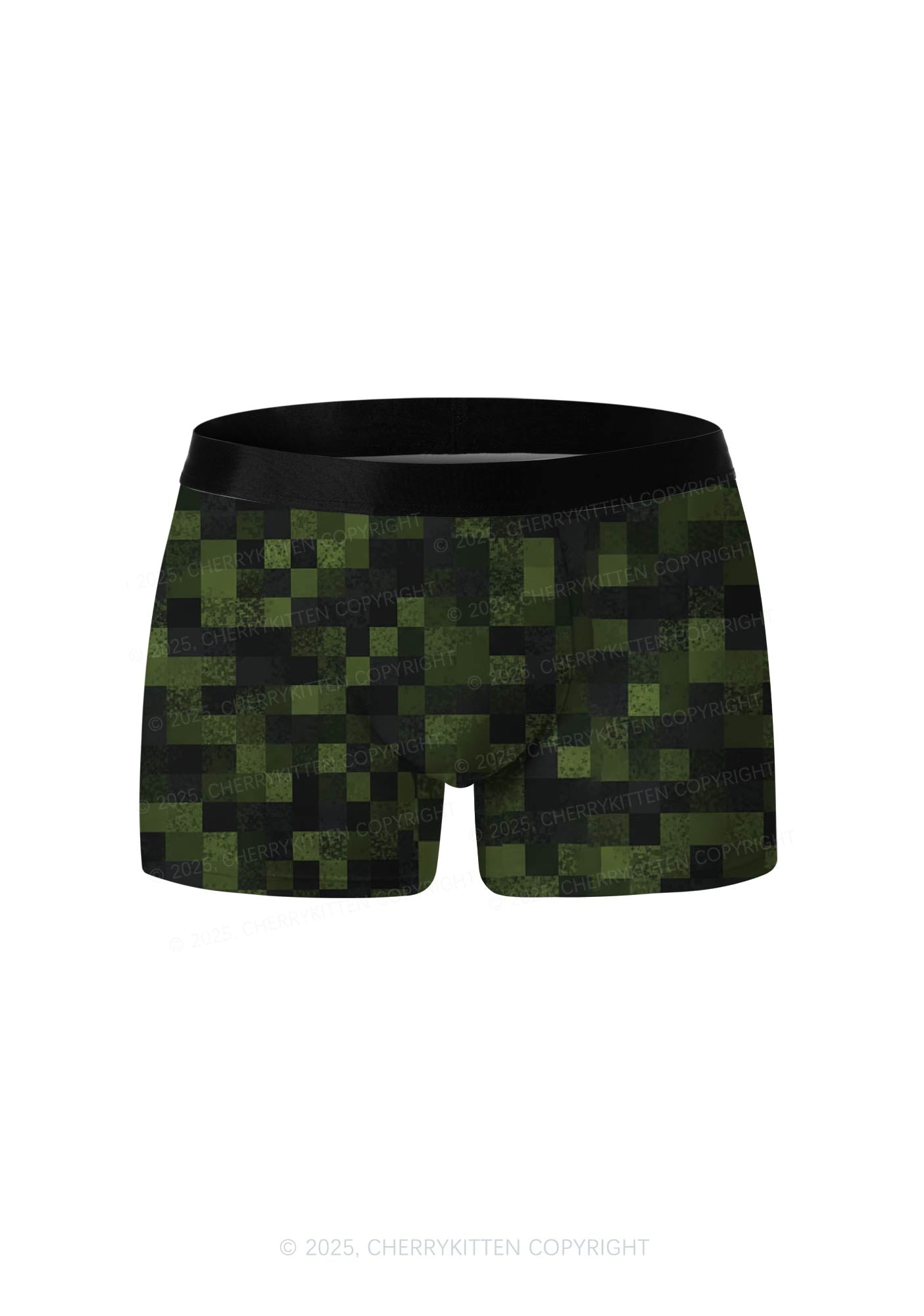 Pixelated Camo Green Y2K Print Men Boxer Briefs Cherrykitten