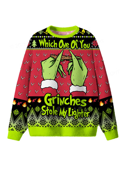 Stole My Lighter Y2K Christmas Knit Sweatshirt Cherrykitten