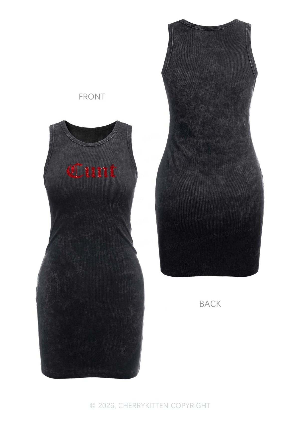 Glitter Cxxt Y2K Washed Tank Dress Cherrykitten