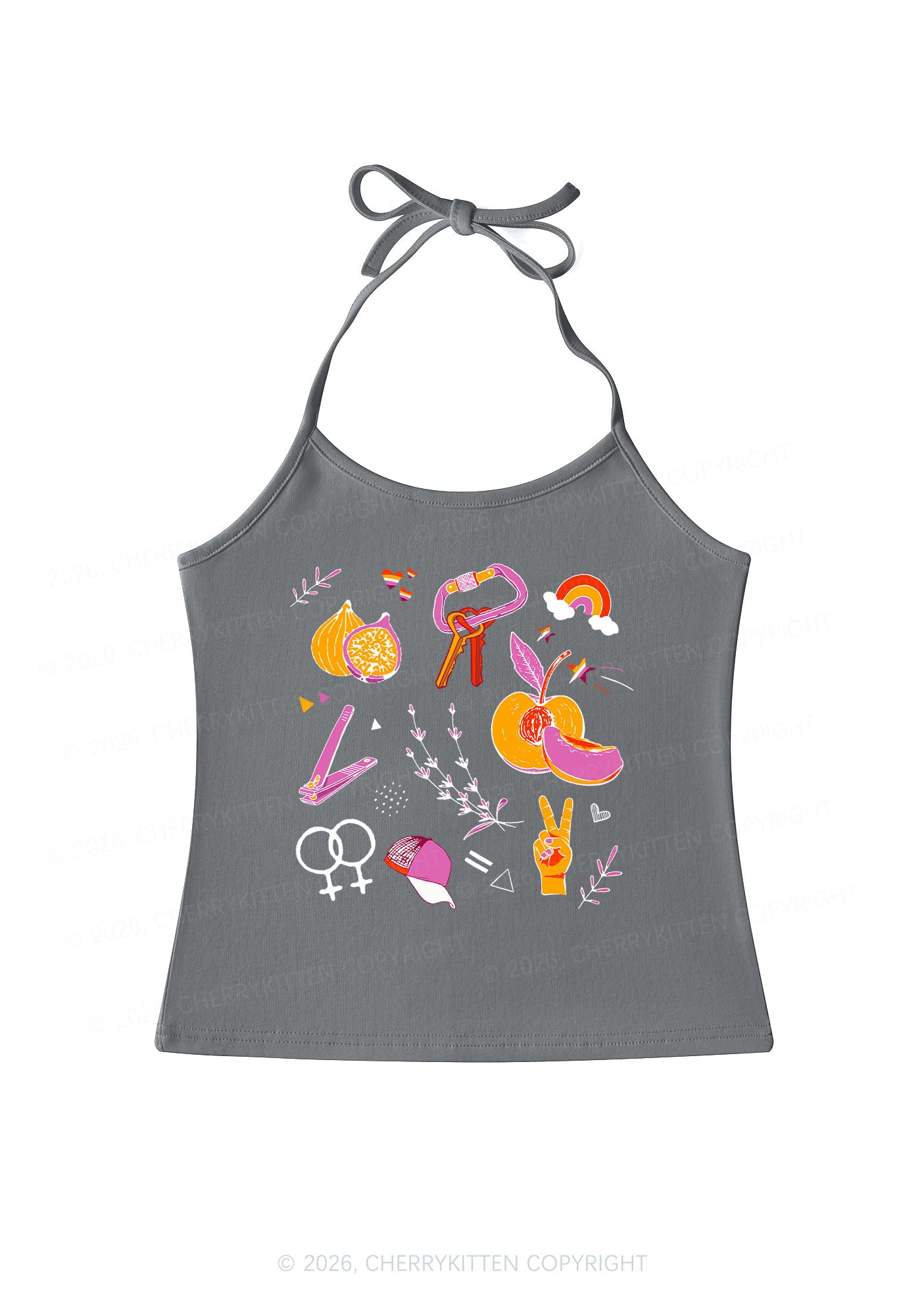 Lesbian Symbols Pride Y2K Halter Neck Cami Cherrykitten